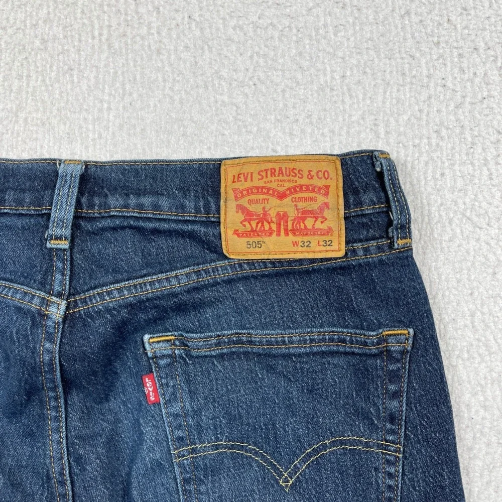 Levis 505 Jeans Mens 32x32 (Fit 32x30) Blue Regular Straight Leg Denim Classic